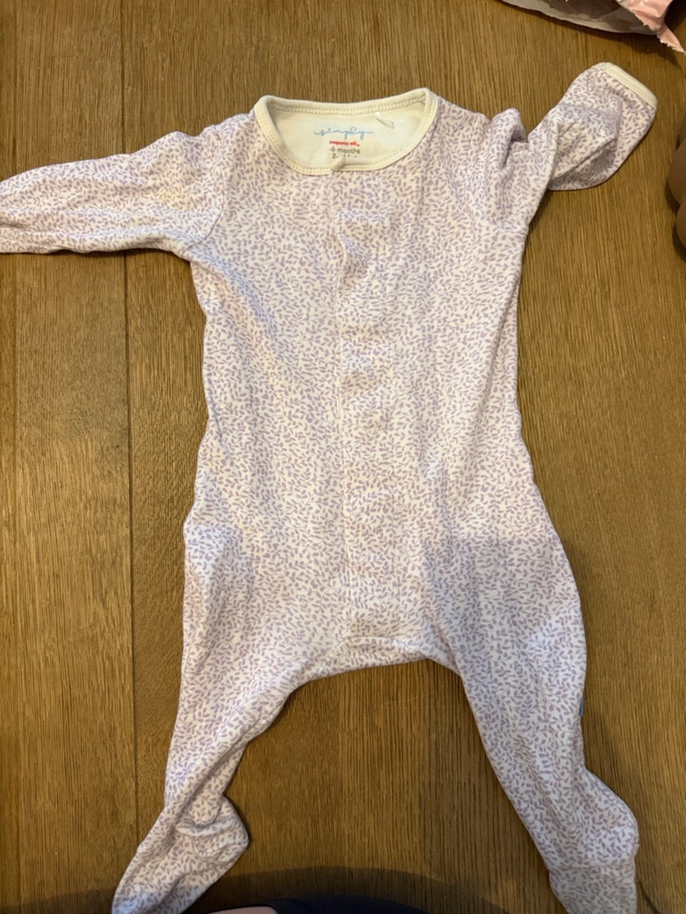 Magnetic me Lilac Leaf-Print Footed One-Piece